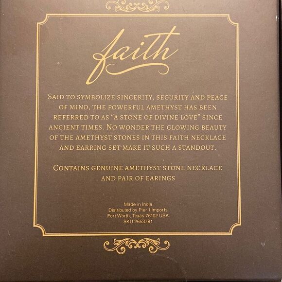 Pier 1 Imports Genuine Amethyst Stone Necklace and Earrings Set New in Box - Picture 7 of 8